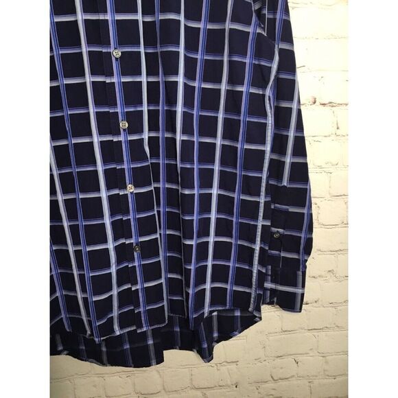 Cezani  Men's L Large Button Up Shirt Long Sleeve Blue Purple Check /Plaid * - Picture 12 of 12